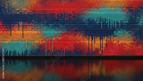 Vibrant graffiti wall with colorful abstract design