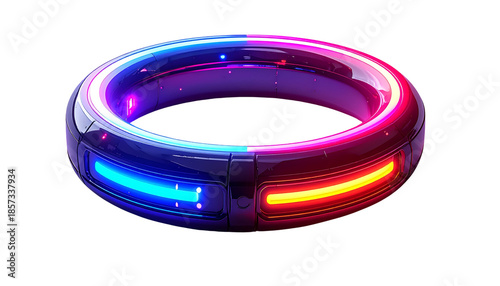 Futuristic Ring Icon with Live Indicator and Neon Glow isolated on solid white background5