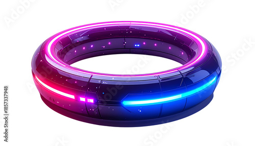 Futuristic Ring Icon with Live Indicator and Neon Glow isolated on solid white background2