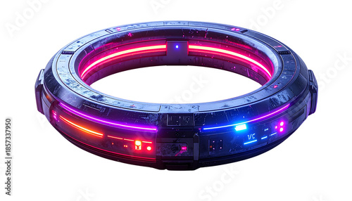 Futuristic Ring Icon with Live Indicator and Neon Glow isolated on solid white background3