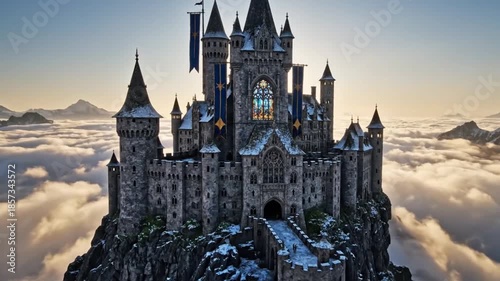Wallpaper Mural Majestic Castle Above the Clouds - A Fantasy Landscape. Torontodigital.ca