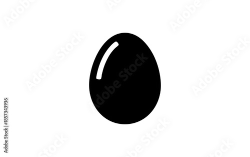 Vector icon of a black silhouette of an egg with a glare, isolated on a transparent background