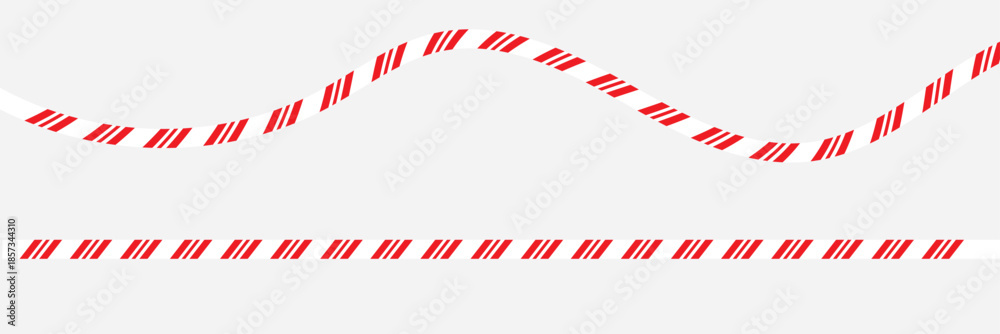 Fototapeta premium Red striped border empty banner frame. Minimal graphic of a white rounded with red diagonal striped border, suitable for labels, banners, holiday designs, or warning style frames.