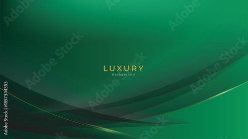 Waves Abstract Luxury Green Background with Elegant Shiny Golden Lines, Geometric Layers, and Premium Modern Design
