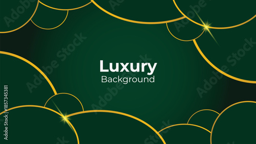 Abstract Luxury Green Background with Elegant Shiny Golden Lines, Geometric Layers, and Premium Modern Design