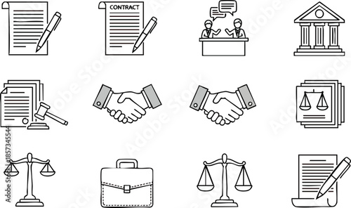 Black and White Legal Icons Collection.