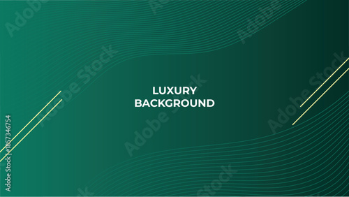Abstract Luxury Green Background with Elegant Shiny Golden Lines, Geometric Layers, and Premium Modern Design