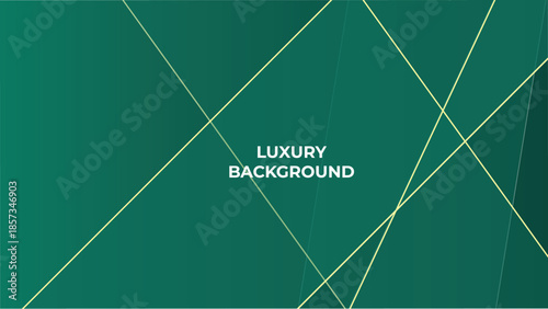 Abstract Luxury Green Background with Elegant Shiny Golden Lines, Geometric Layers, and Premium Modern Design