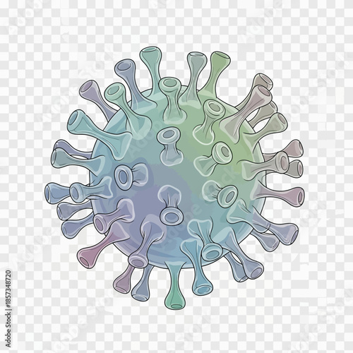 Virus Cell Structure Illustration Detailed View.