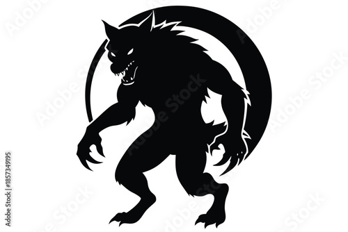 full moon werewolf vector icon silhouette