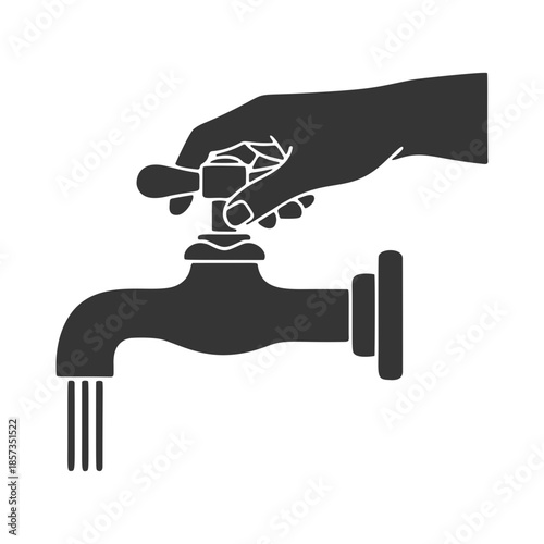 蛇口をひねる手のシルエットアイコン