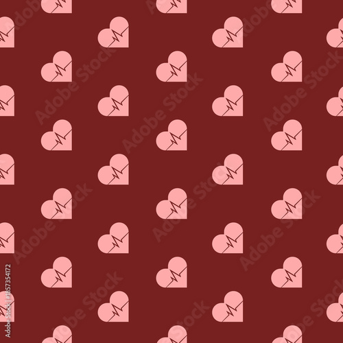 Heartbeat, heart beat pulse seamless pattern isolated on color background