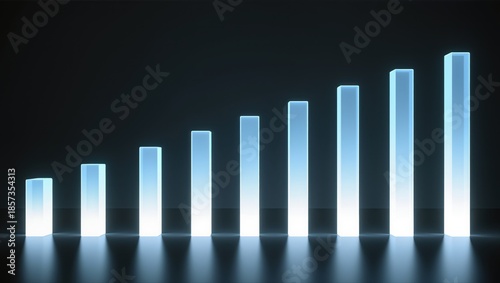 Modern Data Visualization Shows Glowing Bars Increasing Over Time