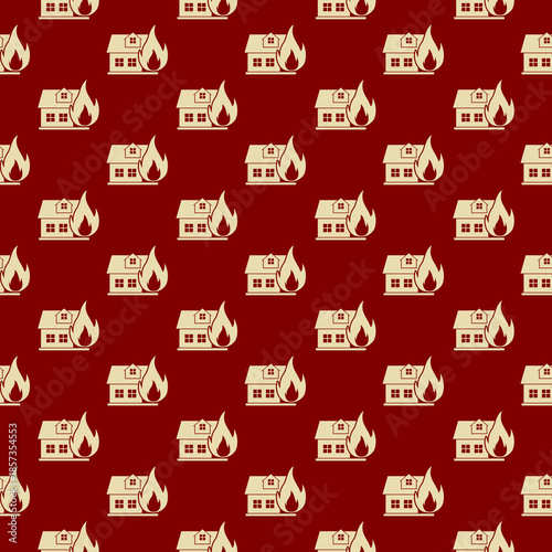 House Fire Emergency seamless pattern isolated on color background
