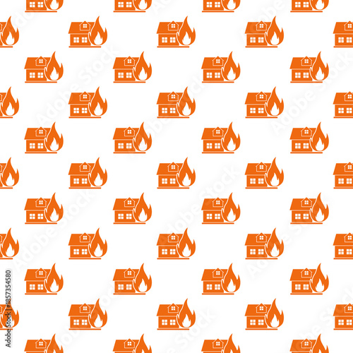 House Fire Emergency seamless pattern isolated on white background