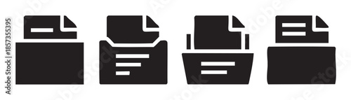Document folder icons illustrating different aspects of file management, organization, and digital data storage for modern computing systems.