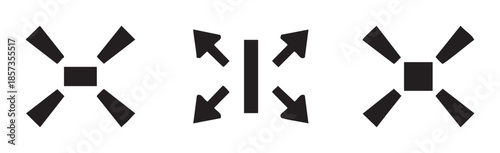 Expand and compress icons representing scaling and resizing functions, essential graphic elements for user interface design and digital applications.