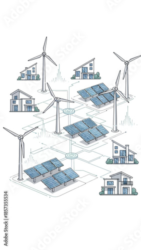 Renewable Energy Sources Wind Turbines Solar Panels.