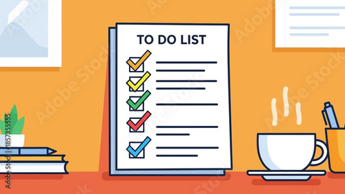 Colorful To Do List On Bright Desk Scene For Productivity.