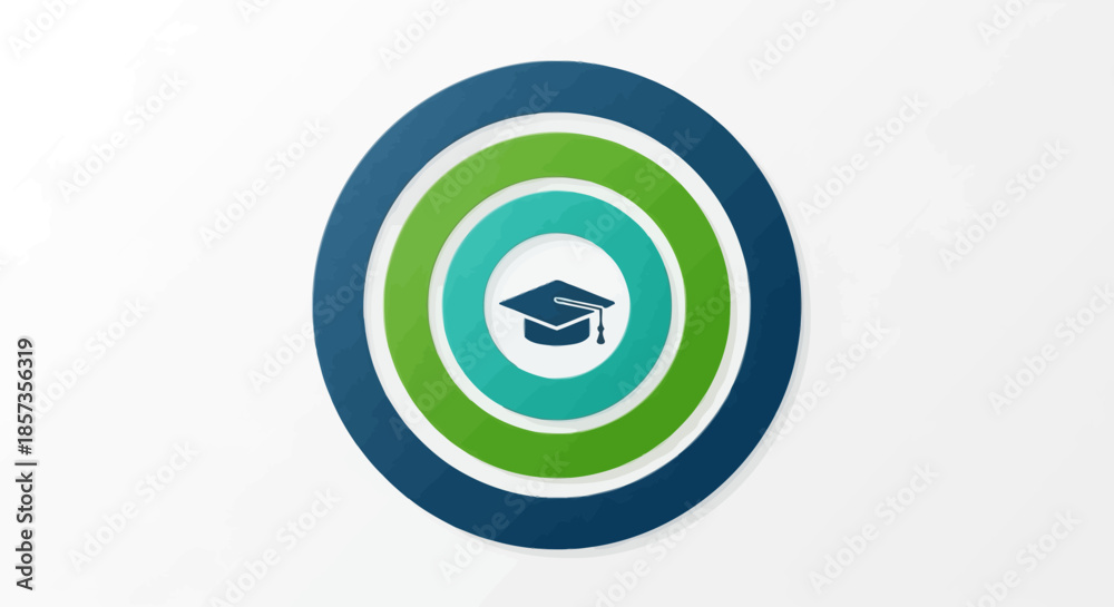 Obraz premium Graduation Cap Icon Inside Concentric Circles Infographic Element