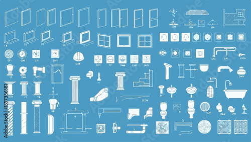 Vector illustration of a seamless technology pattern featuring a set of binary code numbers and alphabet icons for modern business web design