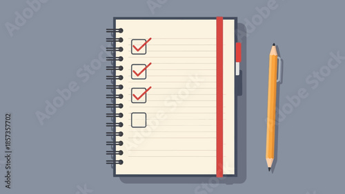 Checklist Notebook With Pen for Task Planning.