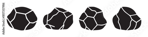 Abstract cracked stones with irregular geometric patterns form a modern graphic design element, perfect for various creative projects.