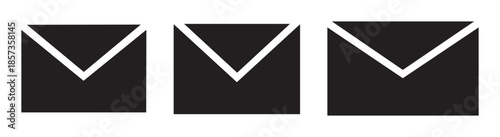 Three black envelope message icons arranged horizontally, representing communication, email, or digital correspondence in a modern, minimalist graphic design.
