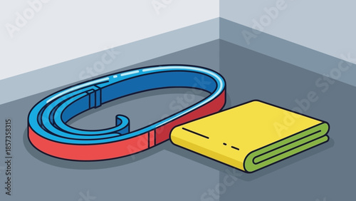 Colorful Lanyard and Notebook on Desk Illustration.
