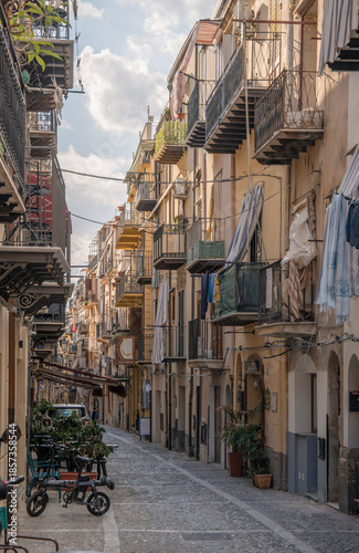 Street in the city of Cefalù, Sicily, Italy