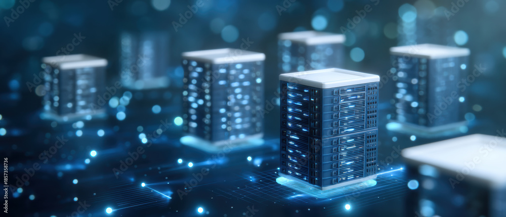 Obraz premium Futuristic business blockchain helps professionals secure digital data