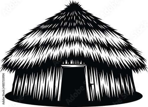Traditional Straw Hut Rural Vector Illustration