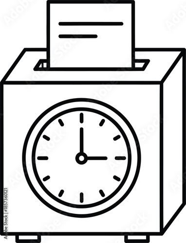Ballot Box With Clock Voting Deadline Icon