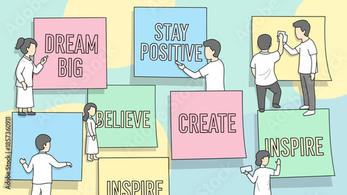 Collaborative Creative Thinking With Motivational Sticky Notes.