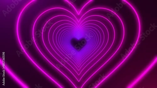  Neon Light Heart Tunnel Motion Background 4K VJ Loops.