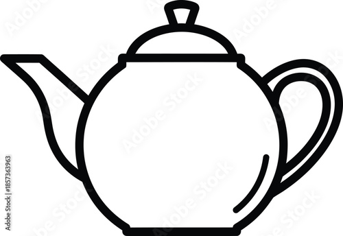 Teapot Kitchen Outline Vector Illustration