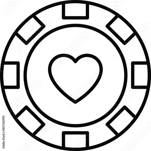 Heart Poker Chip Casino Vector Illustration