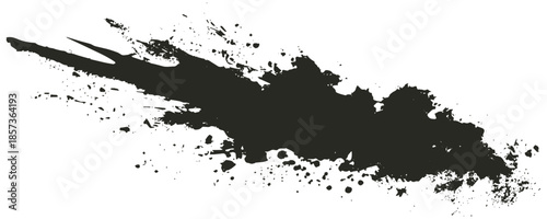 Black Ink Brush Stroke Splash Isolated on White Background