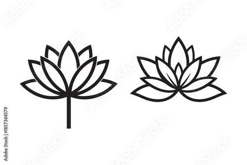 Minimalist Line Art Lotus Flower Designs: Black and White Symbols of Peace and Purity"