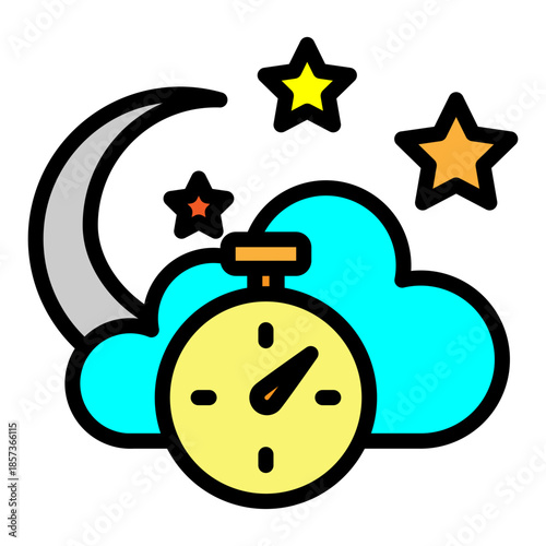 Midnight Clock Vector Filled Icon Design