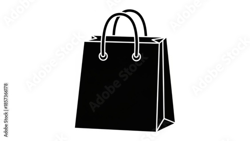 Shopping bag in Black: A minimalist silhouette of a classic shopping bag, evoking the essence of retail therapy and the joy of acquiring new possessions.