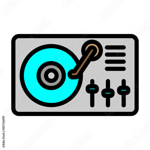 DJ Turntable Vector Filled Icon Design