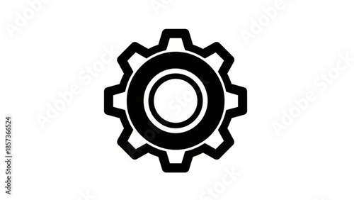 Mechanical Gear: A simplistic illustration of a mechanical gear, rendered in a striking monochrome, conveys the essence of industry, precision, and the intricate workings of technology.