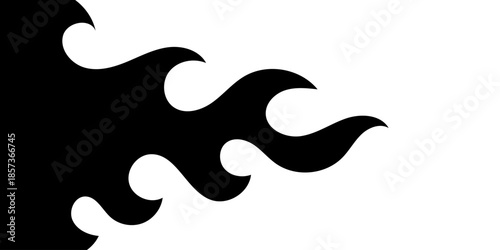 Black Tribal Flame Silhouette, Horizontal Fire Decal