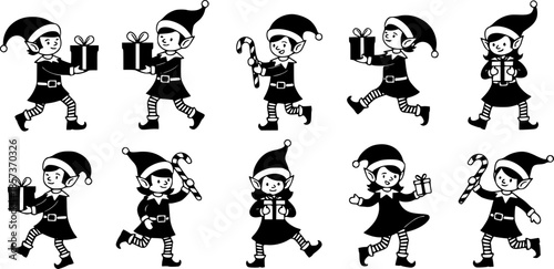 Christmas Elf Holiday Silhouette Vector Festive Character