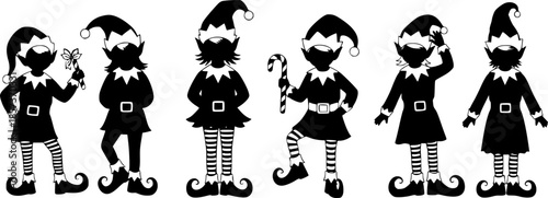 Christmas Elf Holiday Silhouette Vector Festive Character
