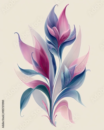 Abstract Floral Bouquet In Pink Purple And Blue