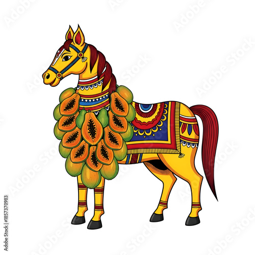 Colorful decorated horse illustration