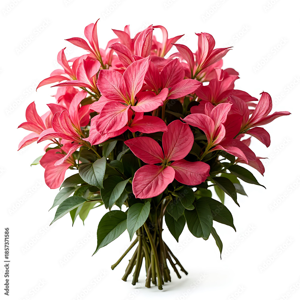 Obraz premium Bouquet of Pink Anthurium Flowers with Green Leaves