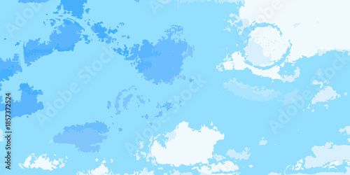 A serene blue sky filled with fluffy white and light blue clouds